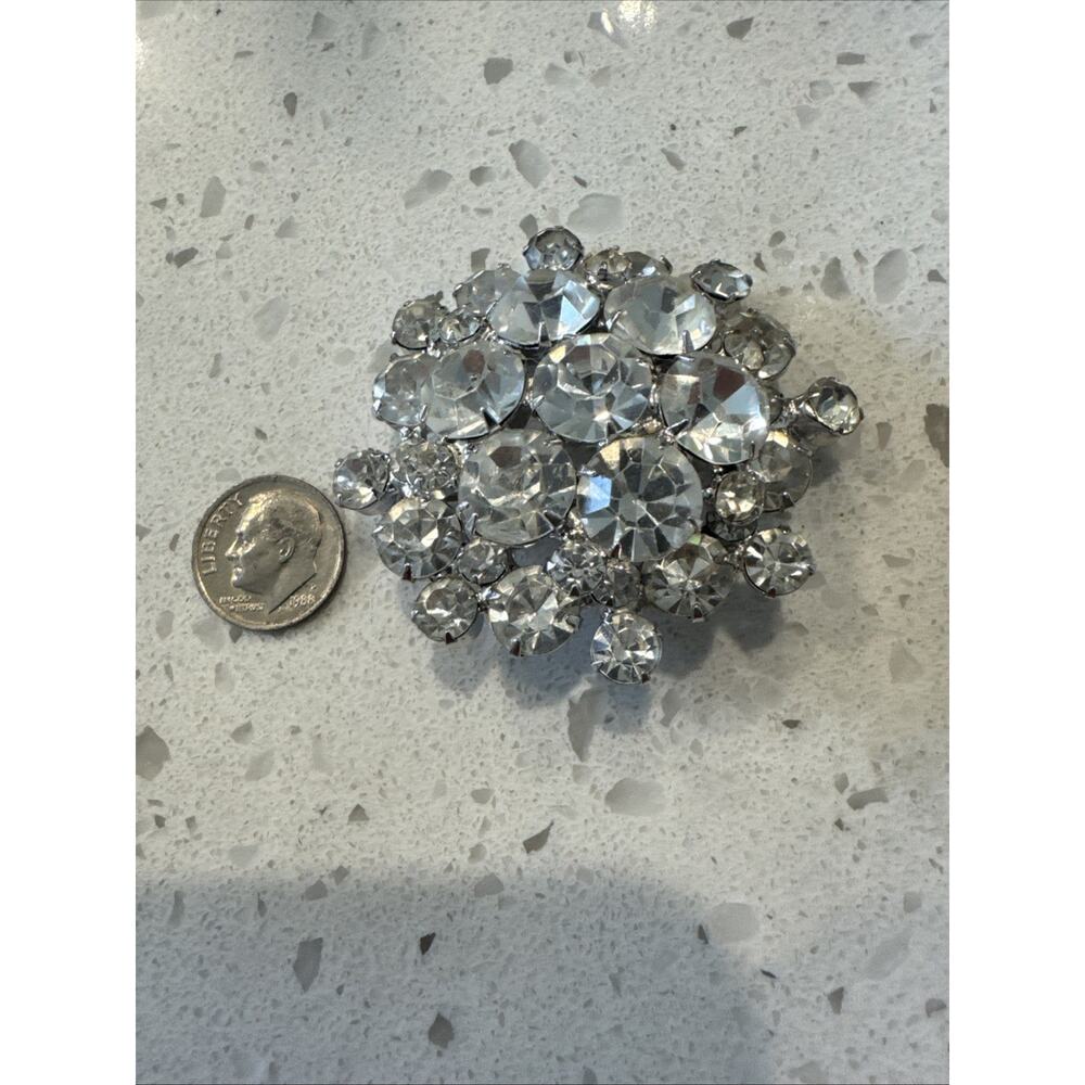 Vintage Rhinestone Brooch Large Not Signed